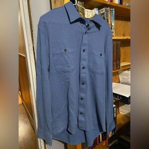 LARGE MENS blue button up Camden Sweater shirt
